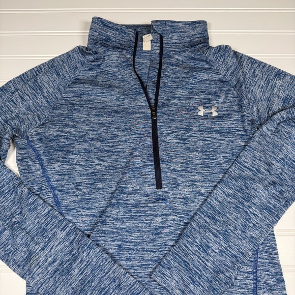 Under Armour Heat Gear 1/4 Quarter Zip Women's Small Heather Blue Loose Fit GUC - Picture 1 of 4